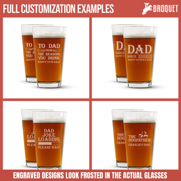 Best Dad Ever American Flag Engraved Pint Glass
